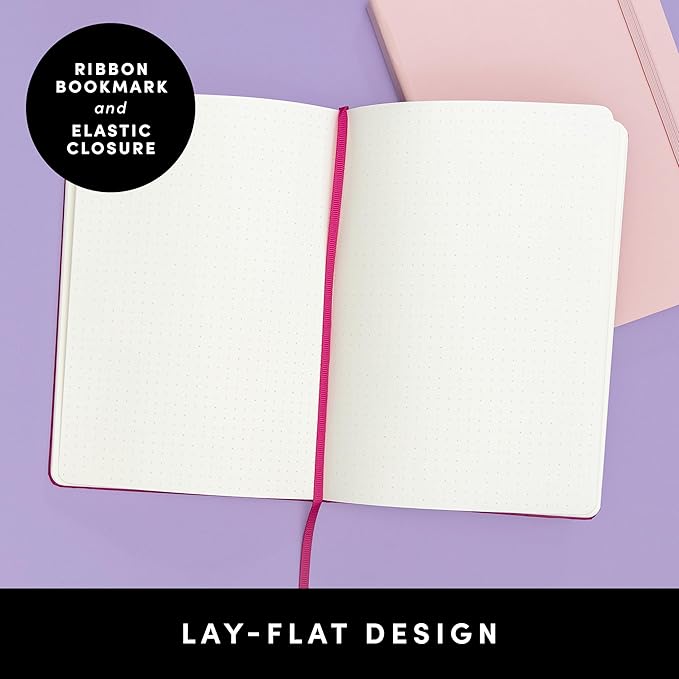 PAPERAGE Dotted Journal Notebook, (Blush), 160 Pages, Medium 5.6 in x 8 in - 100 GSM Thick Paper – Hardcover Journaling Notebook for Work, School & Bullet Journaling