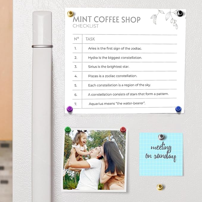 Small Whiteboard Magnets, Tiny Cute Push Pins Neodymium Strong Magnets for Fridge, Gold Kitchen Magnetic Refrigerator for Office, Gadgets, Classroom, Locker Accessories, Pack of 28