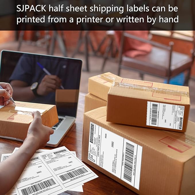 10000 Half Sheet Laser/Ink Jet Shipping Label 5-1/2" X 8-1/2" Blank White Labels(10000 Labels)