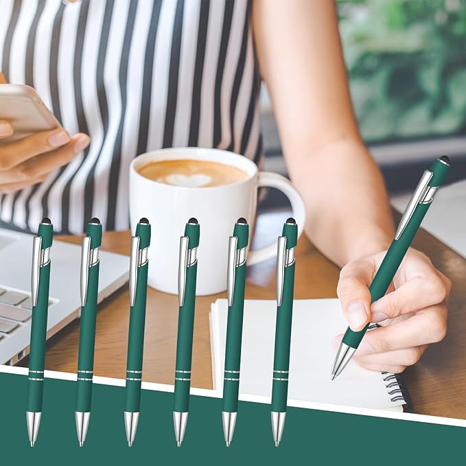 36 Pcs Blue Ink Ballpoint Pen with Stylus 2 in 1 Ballpoint Pen for Touch Screens School Office Coworkers (Green)