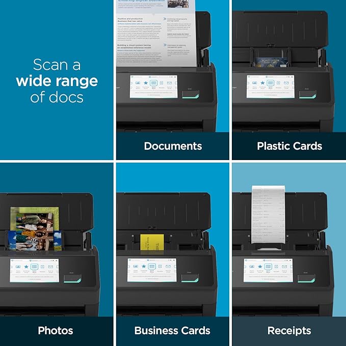 ScanSnap iX2500 Premium Wireless or USB High-Speed Cloud Enabled Document, Photo & Receipt Scanner with Large 5" Touchscreen for Mac or PC, Includes 4-Year Protection Plan