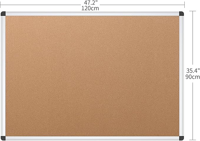 VIZ-PRO Cork Notice Board, 48 X 36 Inches, Pack of 2, Silver Aluminium Frame