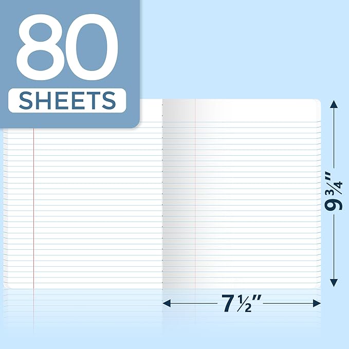 SUNEE Composition Notebooks - Wide Ruled Paper, 12 Pack Composition Book, 9 3/4" x 7 1/2", 80 Sheets/160 Pages, Assorted Colors, School & Office Supplies