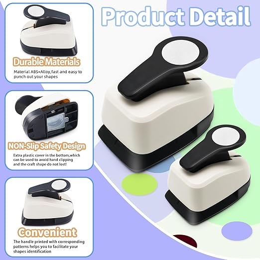 Circle Punch, Circle Hole Punch, Paper Hole Puncher, 3 PCS CirclePunch Set, 1 inch Hole PunchCircle, 5/8'' CirclePaper Punchers, 3/8'' Craft Punches, HolePuncher for Crafts, Shape Punches