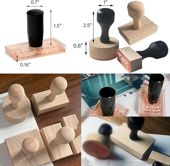 Custom Stamp with Logo Text - Personalized Rubber Stamp with Handle - Address Stamps for Business or Crafting - Rectangle 2"x4"