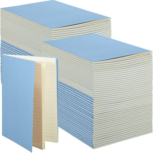 100 Pcs Kraft Notebook Journals 5.5 Inch x 8.3 Inch A5 Softcover Notebooks Bulk for Writing Sketch Office Notepad with 60 Pages 30 Sheets(Light Blue,Lined)
