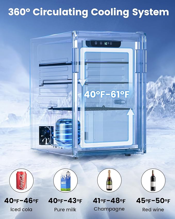 Wine Cooler Refrigerator - 24 Bottle 95 Can Mini Wine Fridge with Glass Door for Beer Soda Water Drink, Small Wine Cellar Beverage Refrigerator for Bedroom Office Home Bar Dorm, 2.6 Cu.Ft