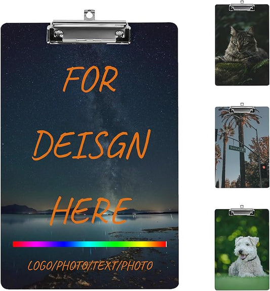 Personalized Double-Sided Custom Clipboard - Add Your Photo, Text - Simple Fashion Clipboard for Paper Documents, Notebooks, Magazines, Photos, Stamps