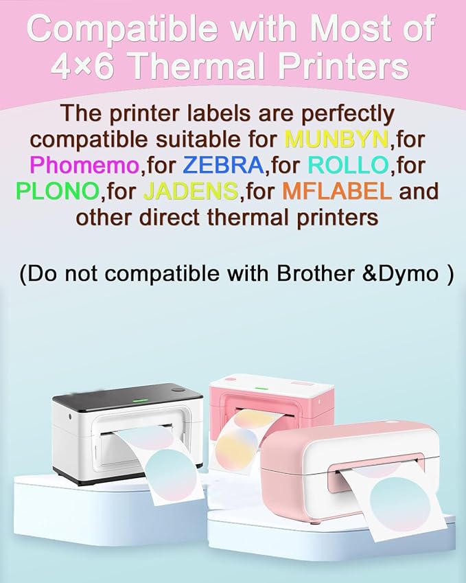 2''×2‘’ Round Circle Thermal Sticker Labels, Self-Adhesive 2 Inch Circle Direct Thermal Labels, Multi-Purpose Sticker Labels for DIY Logo Design,Name Tag,QR Code, 500 Labels/1 Roll, Gradient