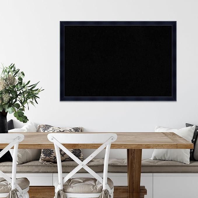 Amanti Art Black Cork Board for Wall, 26x38 Vision Board with Black Wood Frame, Large Corkboard Office Decor for Home Organization, Modern Corkboard Pinboard to Display Items for Home Organization in
