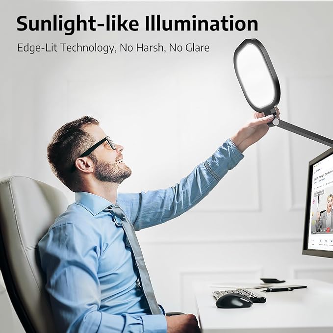 Desk Lamp for Computer Monitor Arms, Compatible with 1.18-1.38 inch Diameter Pole-Mounted Dual Monitor Stand, 1200LM Dimmable Desk Light with Remote Control, 31" Tall, CRI 95, Timer