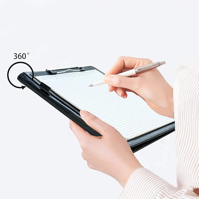 Padfolio Clipboard Folder Portfolio, Mymazn Faux Leather Storage Clipboard with Cover for Legal Pad Holder Letter Size A4 Writing Pad for Business School Office Conference Notepad Clip Boards (Black)