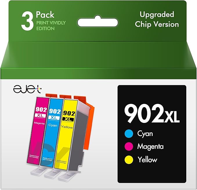 902XL Ink Cartridges Replacements for HP Ink 902 902XL Color Combo Pack Upgraded 902 Ink Cartridges for HP Printers Officejet Pro 6968 6978 6962 6958 6954 6960 Printers(3 Pack, Cyan, Magenta, Yellow)
