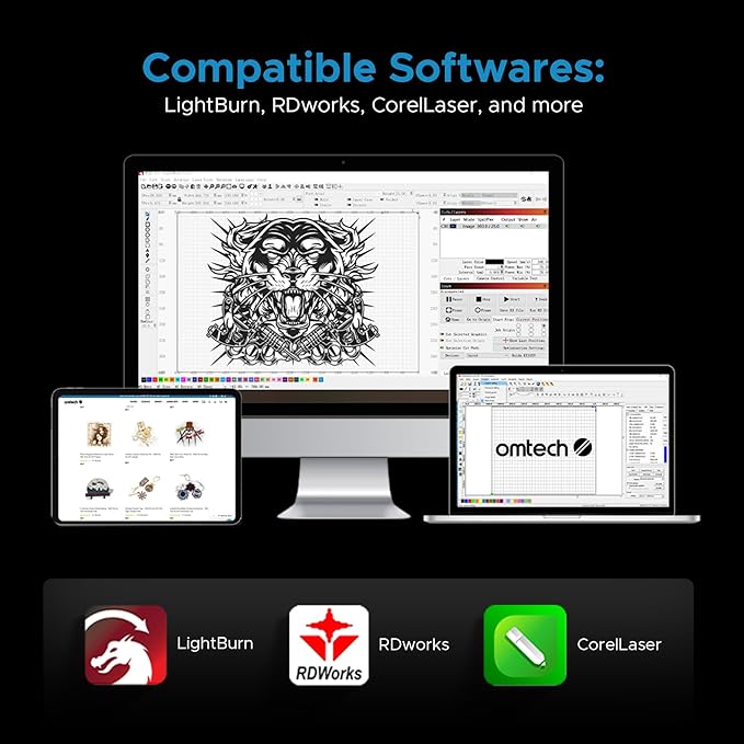 OMTech Pronto 150W CO2 Laser Engraver & Cutter with Water Chiller – 63"x40" Workspace, 1,000mm/s Speed, Autofocus, 2-Way Pass, Air Assist, for Wood, Acrylic & More