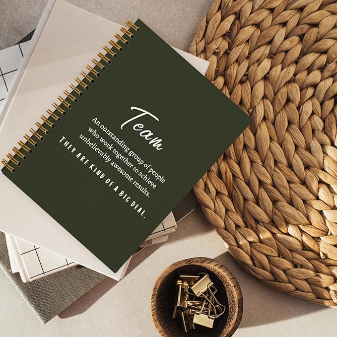 Olive Green Meeting Notebook for Work, Employee Appreciation Gifts, Team Gifts for Employees, Journals for Writing, Thank You Gifts for Women Men Leader Boss Manager Mentor Coworkers, 5.5"x8.3"