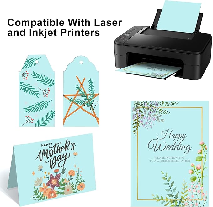 OcePor 100 Sheets Blue Cardstock Paper, Colored Printer Paper 8.5 x 11, Card Stock Thick Construction for Craft,Scrapbook，Office Printing, Invitations, Certificates，92 lb/250gsm