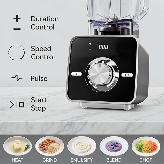 Home Blender, 1400W High-Speed Blender for Ice Crushing Power, Stainless Steel Blades, Kitchen Timer, 10 Speeds, 6 Programs for Smoothies, Frozen Drinks, Self-Cleaning, 64oz Bulk Production