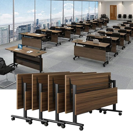 Folding Conference Table,Mobile Conference Room Table Rolling Meeting Table with Caster Wheels,Flip Top Mobile Training Tables,Foldable Rectangle Seminar Tables for Office,Classr (8pack, 55.1in)