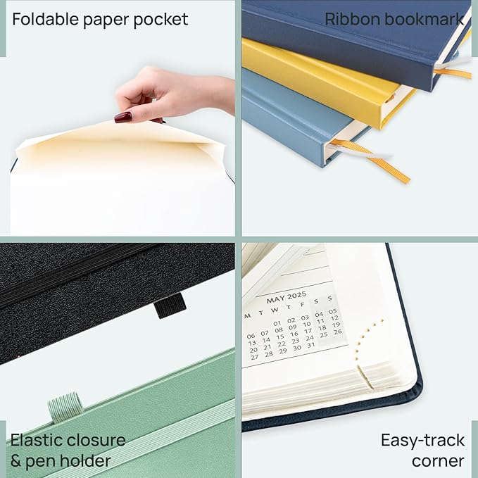 POPRUN Planner 2025-2026, (Large 8.5'' x 10.5'' Hard Cover) Academic Calendar (July 25-June 26) Daily Weekly and Monthly Appointment Book with Hourly Time Slots, Monthly Tabs, 100 GSM - Black