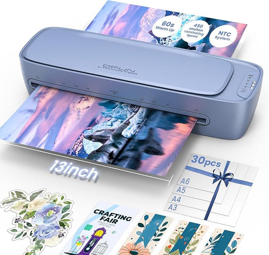 13 Inch Laminator Machine 11x17 with Laminating Sheets Personal Laminator for Teachers, 60S Warm Up Cold Thermal Lamination Machine for Home Office, A3 Laminating Machine Portable Paper Laminate Kit