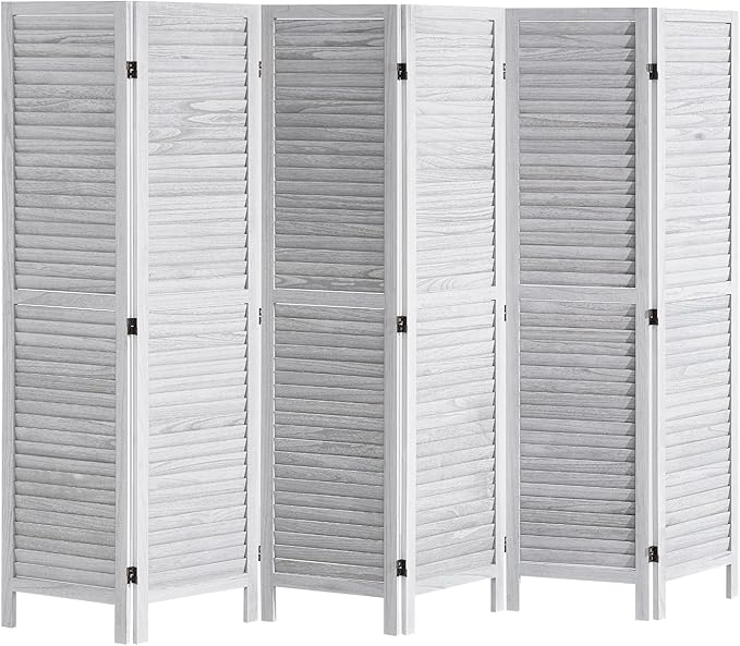 VEVOR Wood Room Divider, 6 Panel Wood Folding Privacy Screen, 66.9 Inches Tall Indoor Louvered Wooden Partition, Portable Decoration Screen, for Room Separation, Home, Office, Restaurant & Bedroom