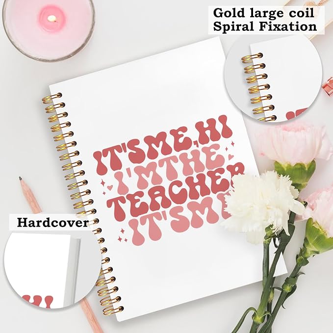 SNNDER Teacher Notebook Journal, Teacher Appreciation Gifts, Back To School Gifts for Teachers, It's Me Hi I'm the Teachers Hardcover Spiral Notebooks 5.5x8.3 Inch