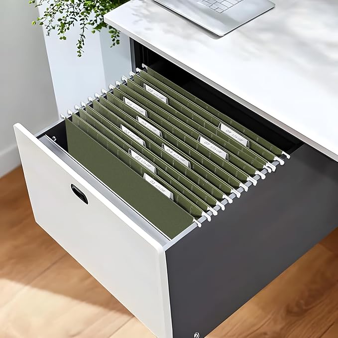 SUNEE Hanging File Folders, 75 Pack Reinforced Hang Folders Letter Size, Adjustable 1/5-Cut Tabs, Designed for Bulky Files, Filing Cabinet, Standard Green