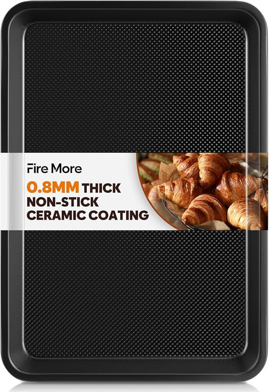 Quarter Sheet Pan 12.8x9, Cookie Sheets for Baking 0.8mm Thick Non Stick Baking Sheets for Oven Heavy Duty Baking Trays