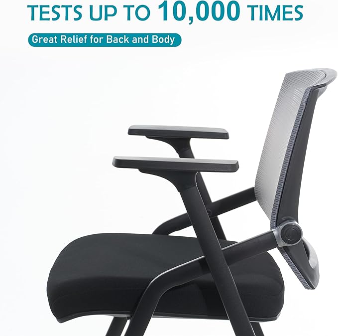 Conference Room Chairs, Folding Office Desk Chair with Lumbar Support and Sliding Armrest, Stackable Office Guest Chairs & Reception Chairs(12 Pack)