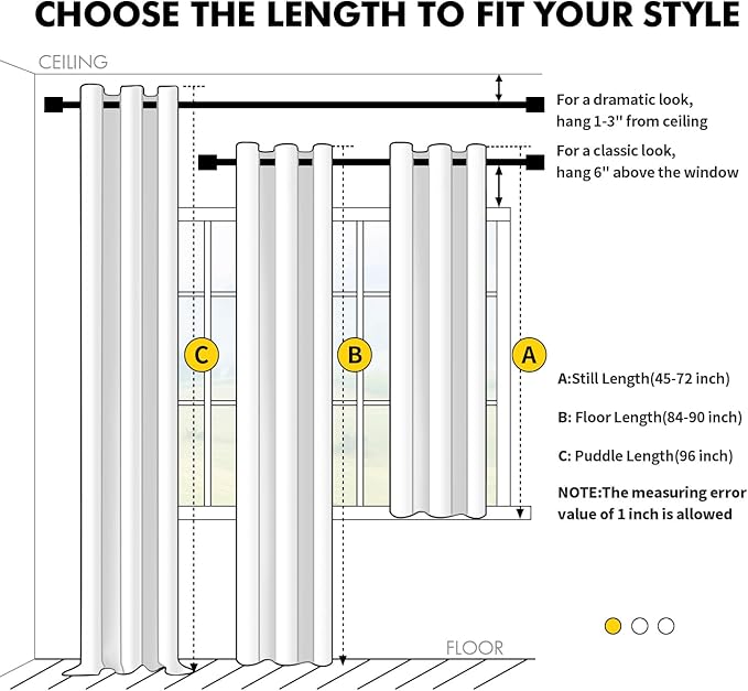 MIULEE Blackout Curtains for Bedroom Living Room 72 Inches Long 2 Panels, Thermal Insulated Room Darkening Drapes Solid Grommet Top Light Blocking Window Curtains W40 x L72 Inch Greyish White