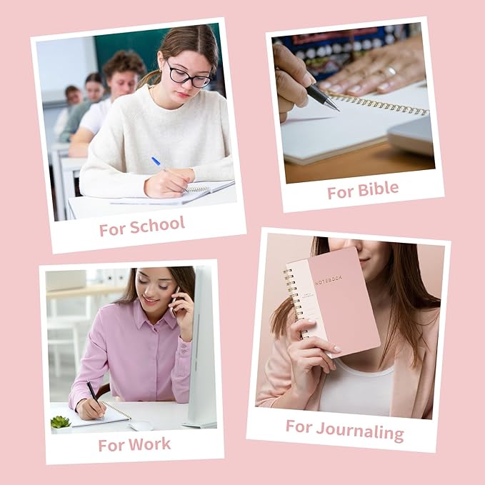 Lined Spiral Notebook College Ruled A5 Journal Book for Note Taking, 160 Pages Writing Journal for Office and Home School Supplies 5.75 x 8.125 inch (6pack-3Reefblue/3Pink)