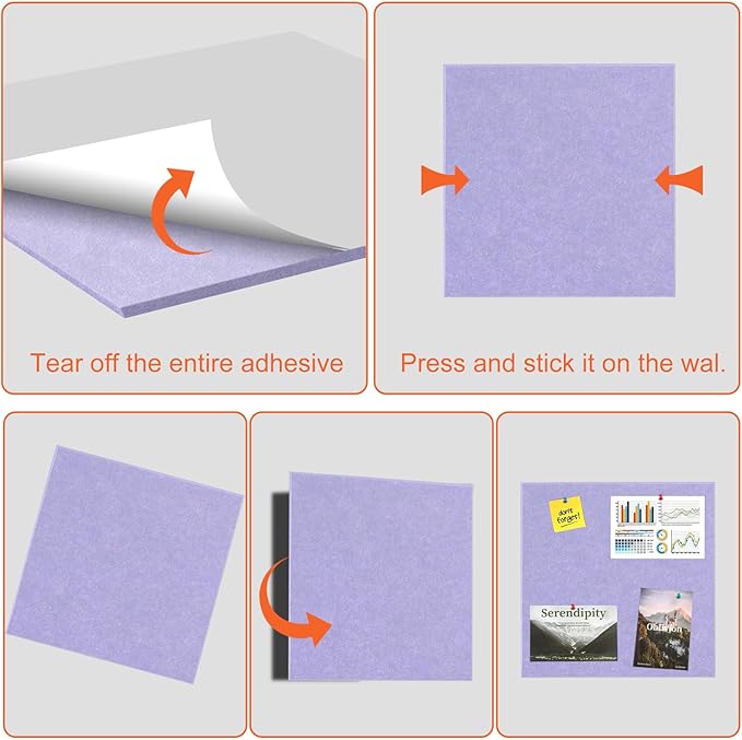 Cork Boards for Walls 48" x 36" Felt Board Alternative, 12 Pack Felt Wall Tiles Bulletin Board, Large Cork Board for Office Pin Board Tack Board Cork Boards