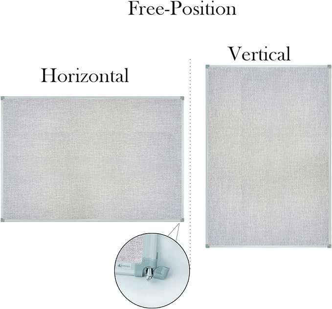 Lockways 36" x 24" Premium Cork Bulletin Board, Light Grey Framed Linen Fabric Pinboard with Silver Aluminum Frame for Home, Office & Kitchen Organization