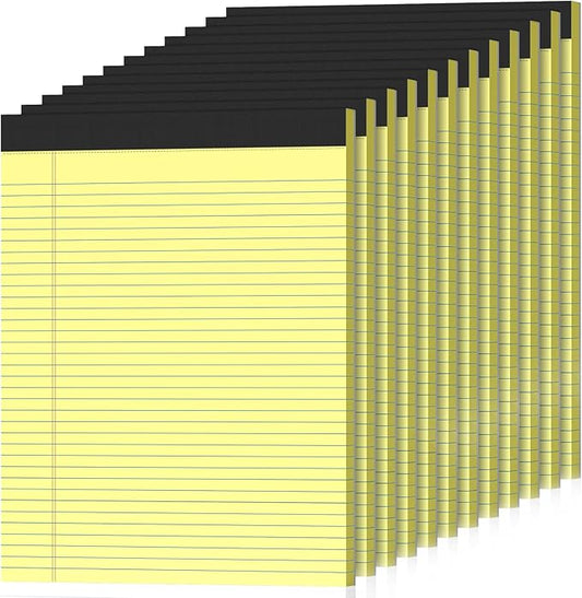 12 Pack Legal Pads 8.5" x 11" College Ruled Yellow Note Pads 8.5 x 11 Inch Micro-Perforated Notepad 600 Sheets in Total Lined Writing Paper Notebook for Office, School Supplies & To-Do Lists