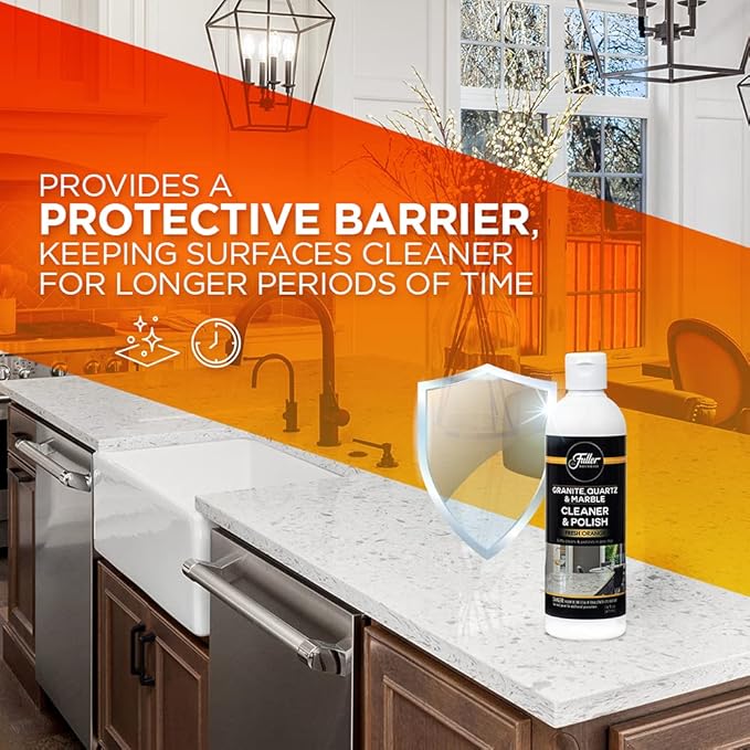 Fuller Brush Countertop Cleaner & Polish - Multi Surface Cleaner - Cleans, Polishes and Protects Granite Quartz Marble Glass Laminates Metal and Other Surfaces Refreshing Orange Scent Removes Odor