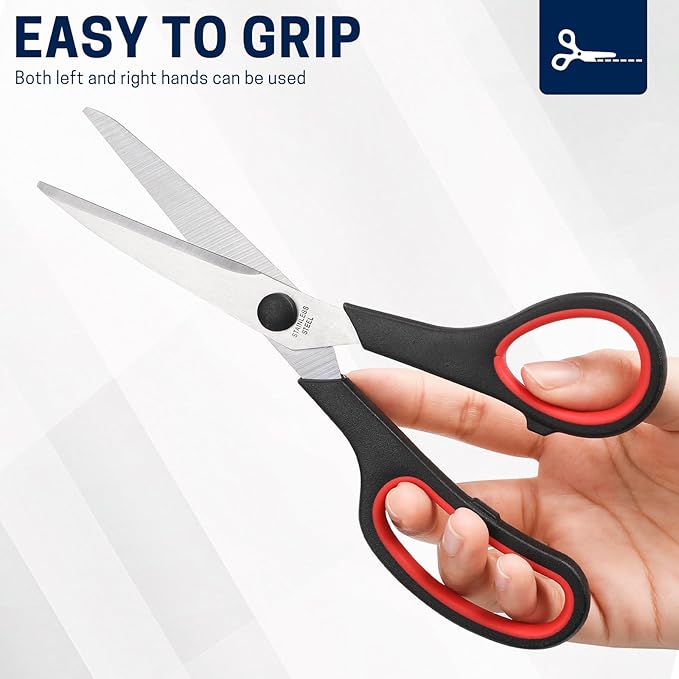 Scissors Bulk Set of 32-Pack, 8" All Purpose Multipurpose Sharp Sewing Craft Fabric Scissors for Office Home High/Middle School Student Office Teacher Art Supplies, Right/Left Handed