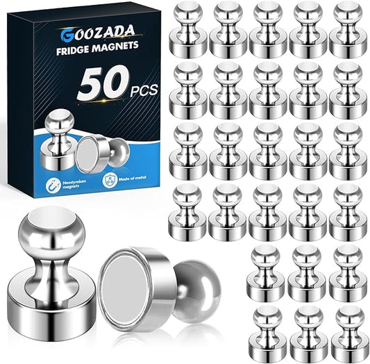 50Pack Magnets for Whiteboard,Strong Silver Refrigerator Magnets,Fridge Magnet,Map Magnets,Small Push Pin Magnet for Whiteboard,Fridge,Office,Classroom