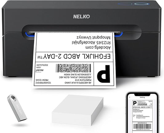 Nelko Bluetooth Thermal Shipping Label Printer, Wireless 4x6 Shipping Label Printer for Shipping Packages, Support Android, iPhone and Windows, Widely Used for Amazon, Ebay, Shopify, Etsy, USPS