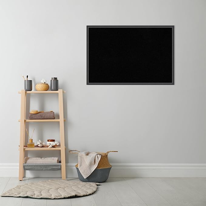 Amanti Art Black Cork Board for Wall, 25x37 Vision Board with Black Wood Frame, Large Corkboard Office Decor for Home Organization, Traditional Corkboard Pinboard to Display Items for Home