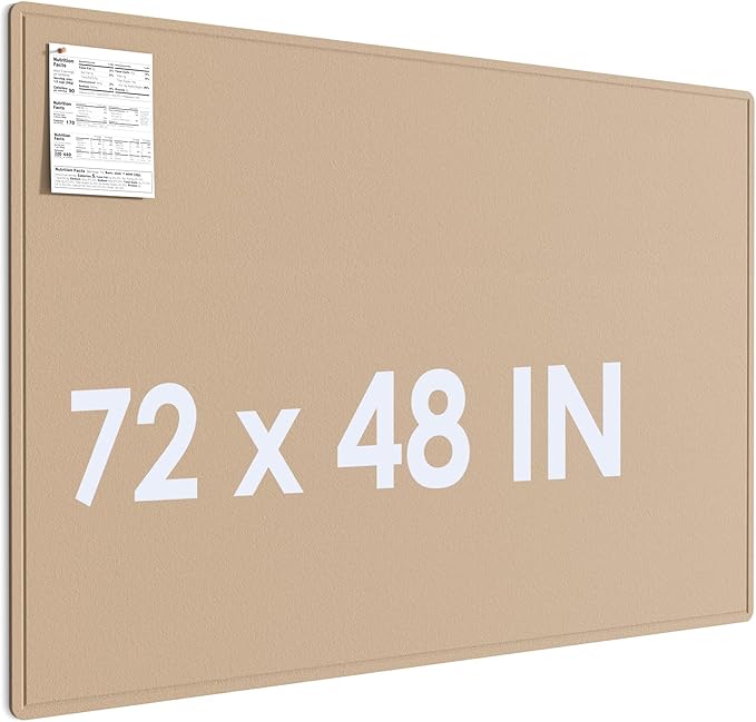 MaxGear Extra Large Bulletin Board 72" x 48", Foldable Felt Board Vision Board Supplies, Cork Board for Office, Home, School, Small Pin Boards for Walls Decorative Display Board Beige Brown