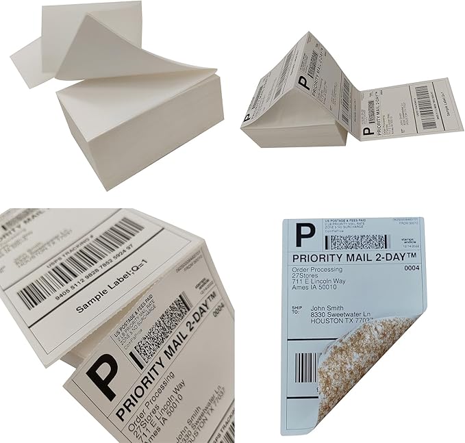 500 4x6 (100x150mm) Fanfold Direct Thermal Shipping Labels – 500 Commercial Grade Labels