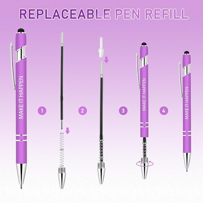 30 Pcs Inspirational Pens Bulk - Motivational Ink Ballpoint Pen with Quotes Stylus Tip Nurse Gifts for School Coworkers Office Supplies Black Ink