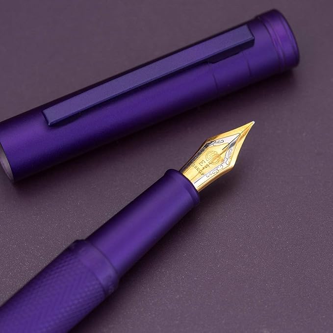 Asvine Purple Forest Fountain Pen Extra Fine Nib Classic Design with Converter and Metal Pen Case Set