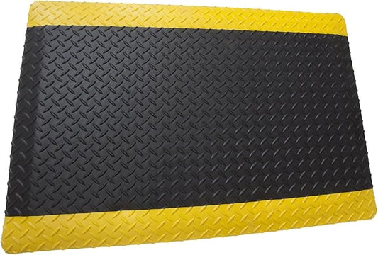 Rhino Mats, American Classic Diamond Anti-Fatigue Mats, Industrial Ergonomic Comfort Standing Mat for Work, Home, Garage, Office, Kitchen or Anywhere (Black/Yellow 1" Thick, 2 FT. x 2 FT.)