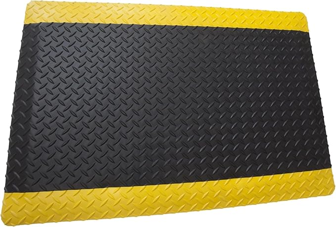 Rhino Mats, American Classic Diamond Anti-Fatigue Mats, Industrial Ergonomic Comfort Standing Mat for Work, Home, Garage, Office, Kitchen or Anywhere (Black/Yellow 9/16" Thick, 2 FT. x 24 FT.)