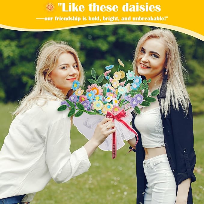 500 PCS Pipe Cleaners Craft Kit for Flower Making Daisy DIY Material Bundle with 20 Stems, 100 Stamens, Ribbon, Tulle, Glue Sticks & Step-by-Step Guide - Vibrant Colors, Non-Shedding, Fade-Resistant