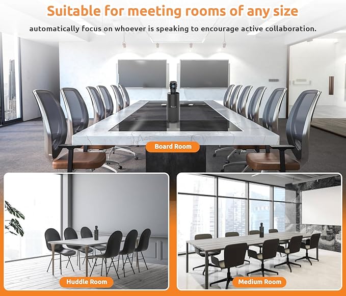 TOUCAN 360-Degree Video Conference Camera, 1080p HD Webcam with 4 Noise Reduction Mics, Speaker, AI Tracking, Works with Zoom, Google Voice, Microsoft Teams and More, for PC/Mac/Tablet