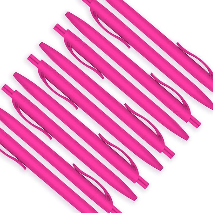 deegtran Pens Bulk, 200 Pack No Bleed Hot Pink Barrel Click Pens, Wholesale Retractable Ballpoint Pens, Pen Medium Point, Smooth Ink Pens, 1.0MM Black Ink