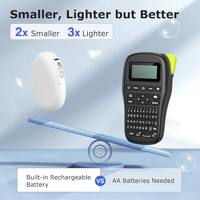 SUPVAN E10 Bluetooth Label Maker Machine with Tape, Continuous Waterproof Label, Versatile App with 35 Fonts and 1k+ Icons, Inkless Labeler for Home, Kitchen, School, Office Organization, White