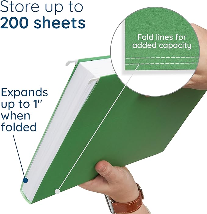 Blue Summit Supplies Hanging File Folders, 25 Reinforced Hang Folders, Designed for Home and Office Color Coded File Organization, Letter Size, Green, 25 Pack
